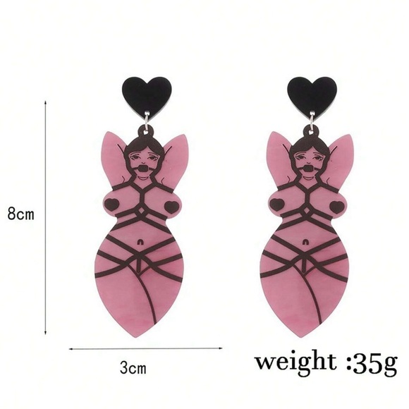 1pair Unique And Funny Heart Shape,BDSM life style Earrings,Gift For Women, fun! - Picture 3 of 7